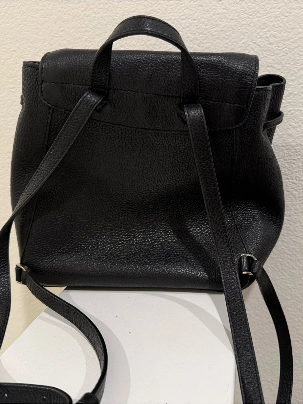 kate spade Black Pebbled Leather Backpack with Gold Hardware